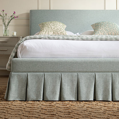 Egerton Box-Pleat Ottoman Bed with Storage, Pale Aqua Brushed Fabric