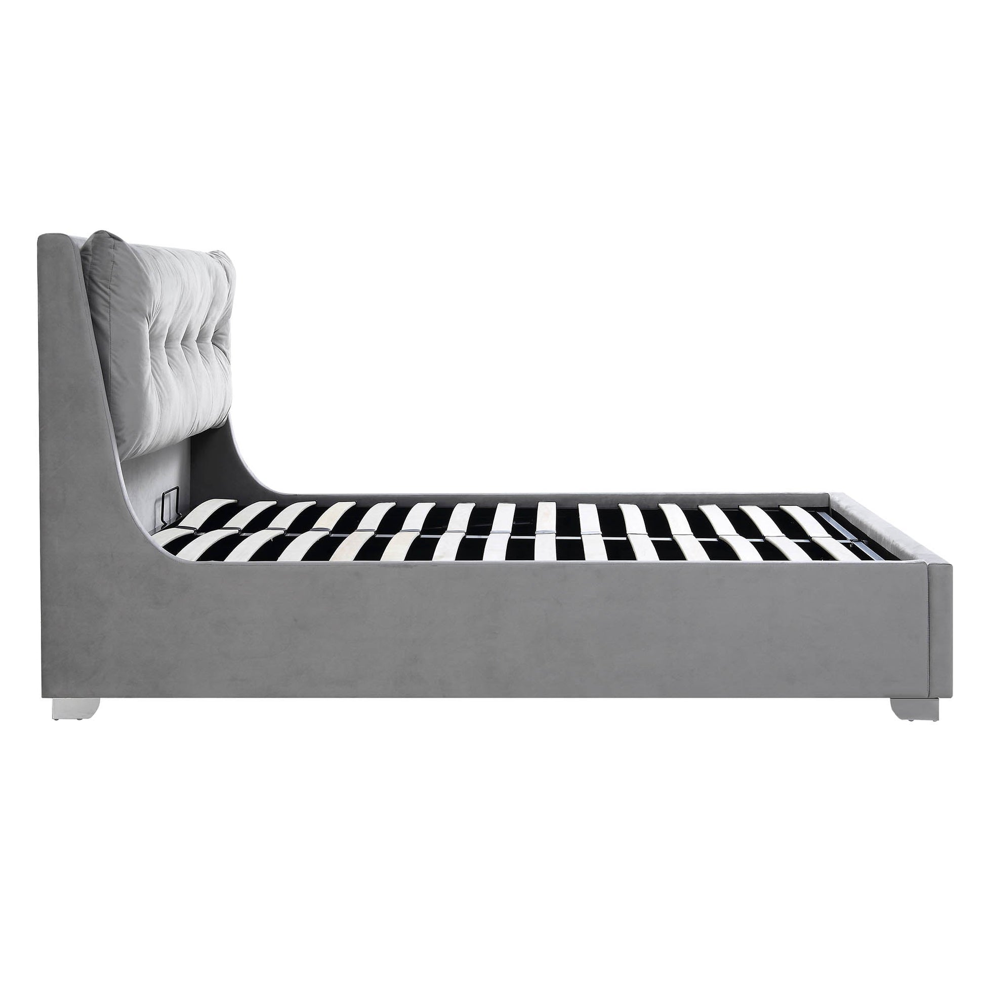 Hadley Grey Velvet Ottoman Bed with Storage