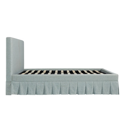 Egerton Box-Pleat Ottoman Bed with Storage, Pale Aqua Brushed Fabric