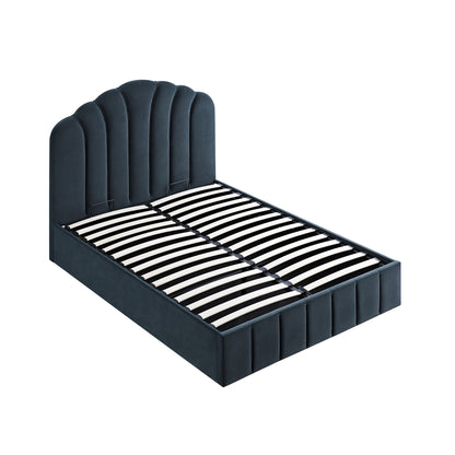 Hana Ottoman Bed with Storage, Aegean Blue Velvet