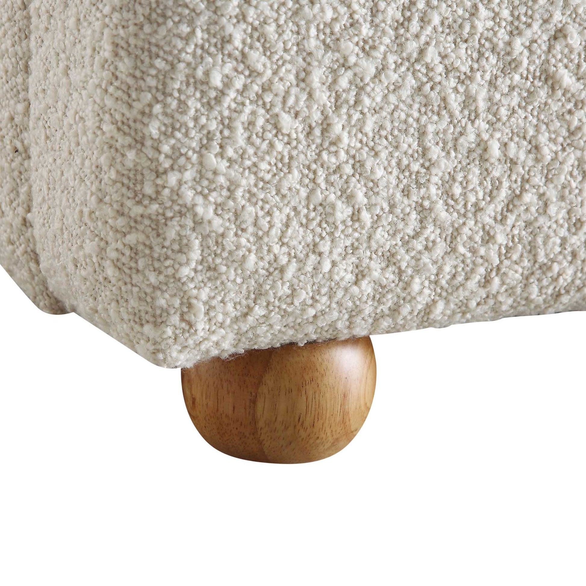 Egerie Curved Headboard Beige Boucle Ottoman Bed with Storage