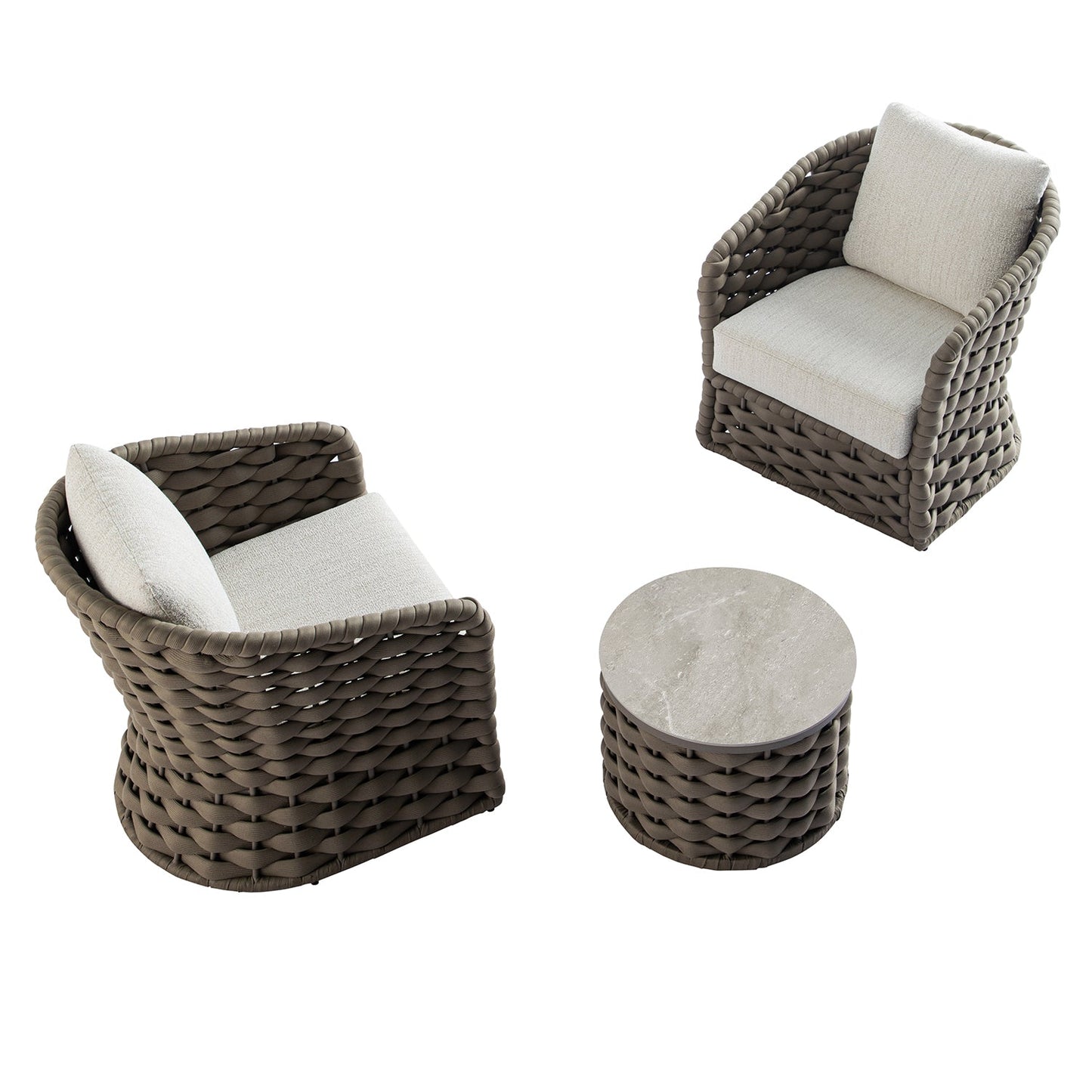 Positano Wide Rope Bistro Set, Taupe