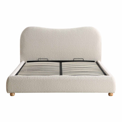 Egerie Curved Headboard Beige Boucle Ottoman Bed with Storage