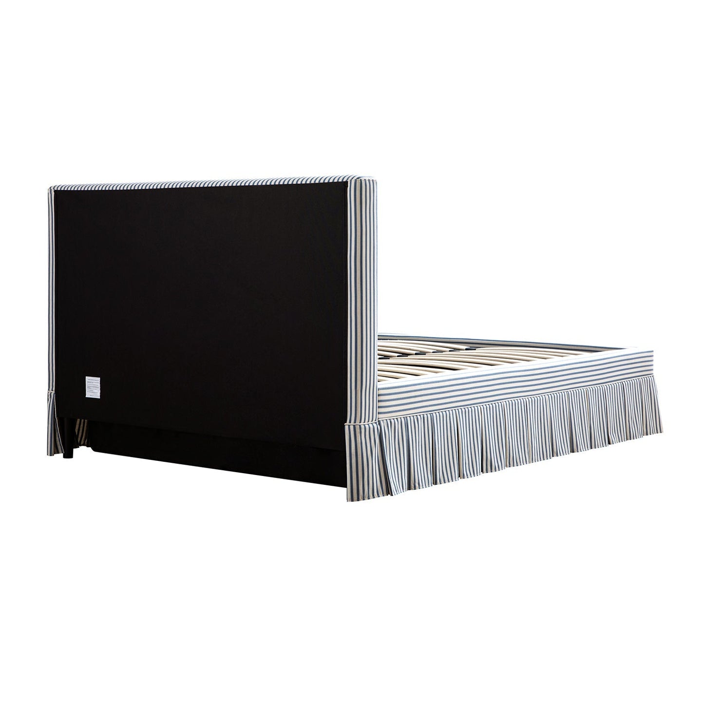Egerton Box-Pleat Ottoman Bed with Storage, Blue Striped Linen