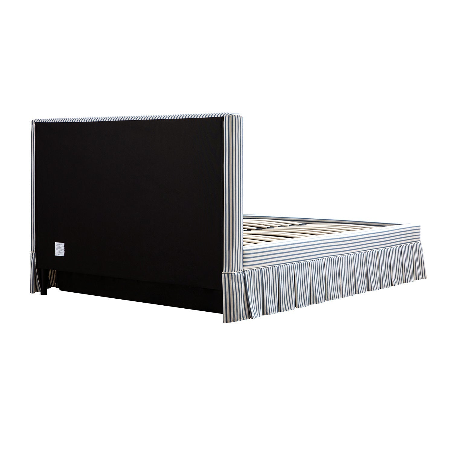 Egerton Box-Pleat Ottoman Bed with Storage, Blue Striped Linen