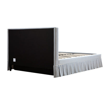 Egerton Box-Pleat Ottoman Bed with Storage, Blue Striped Linen