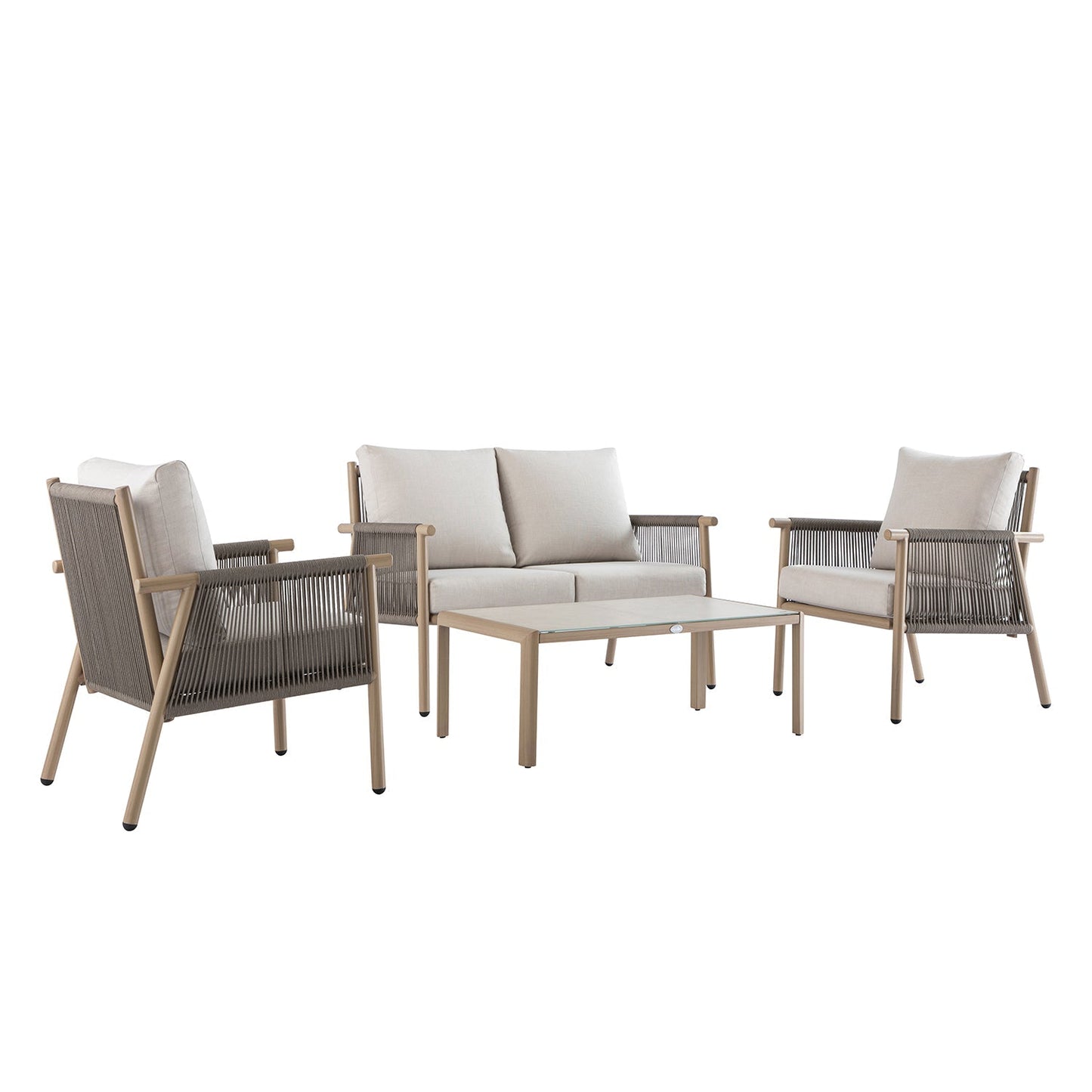 Soller Indoor and Outdoor Rope Weave 4-Seater Sofa Set