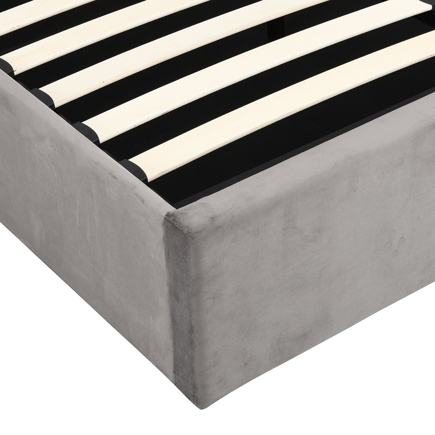 Hartwell Upholstered Ottoman Bed with Storage with Deeply Buttoned Headboard (Grey Velvet)