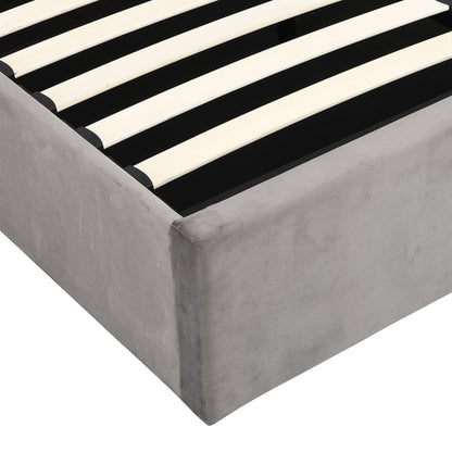 Hartwell Upholstered Ottoman Bed with Storage with Deeply Buttoned Headboard (Grey Velvet)
