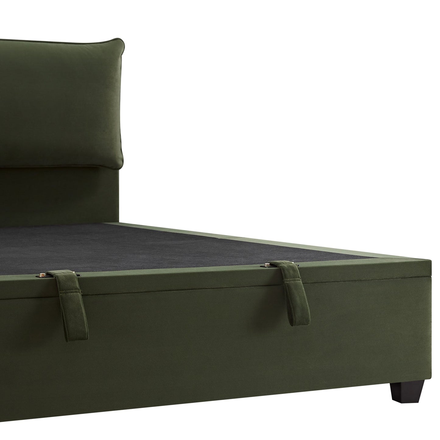 Kricia Upholstered Bed with Storage with Pillow Headboard, Moss Green Velvet