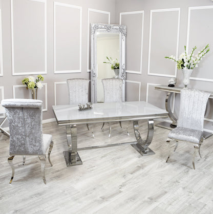 Silver Chrome Dinning Table with Nicole Chairs