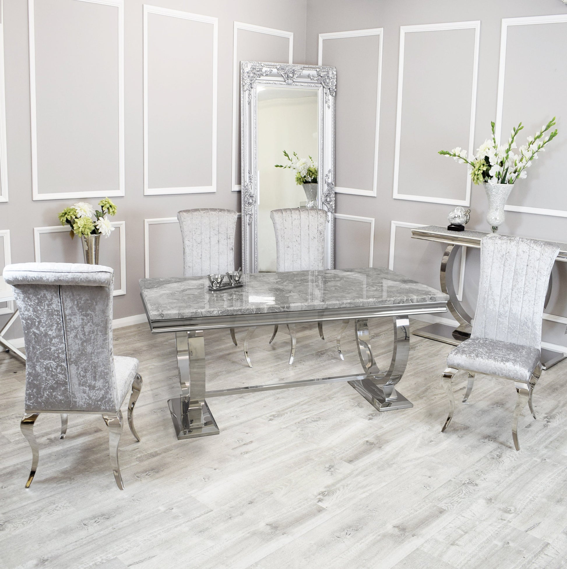 Silver Chrome Dinning Table with Nicole Chairs