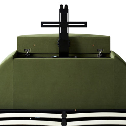 Archer Moss Green Velvet TV Bed with Ottoman Storage