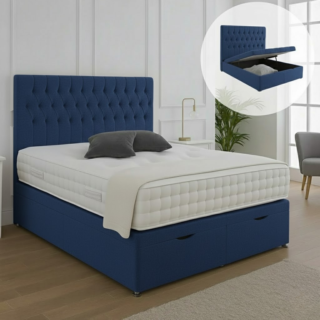 Valor Ottoman End Lift Storage Divan Bed - With Headboard