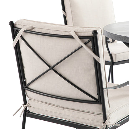 Haymes Indoor and Outdoor Metal 4-Seater Round Dining Set, Beige