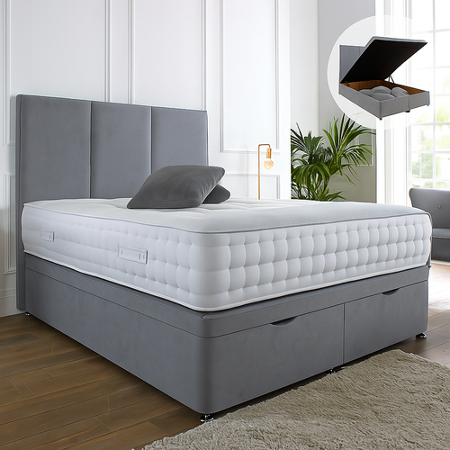 Cambridge Ottoman End Lift Storage Divan Bed - With Headboard
