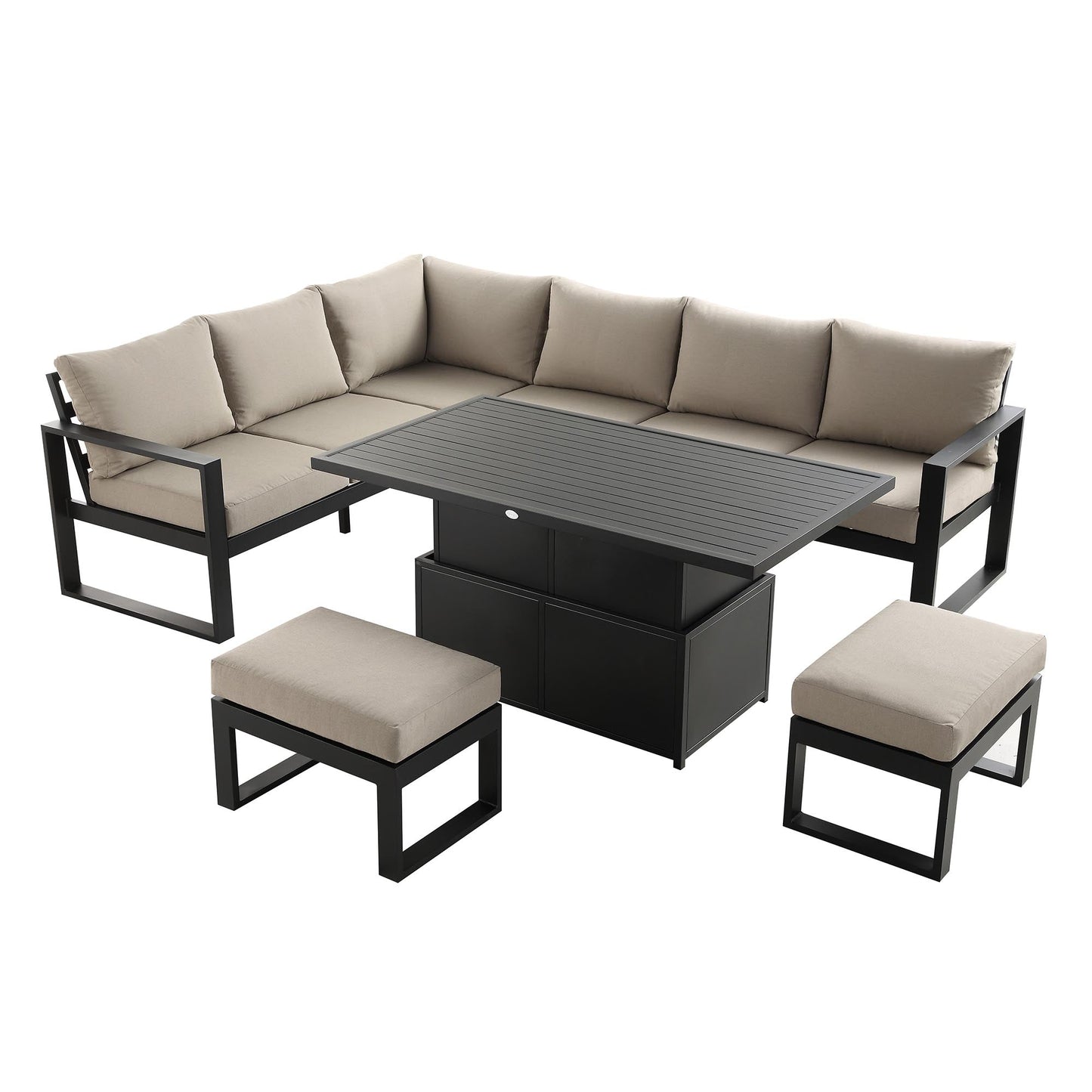 Albany Aluminium Large Corner Casual Garden Dining Set with Rising Table, Taupe