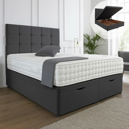 Lorenza Ottoman End Lift Storage Divan Bed - With Headboard