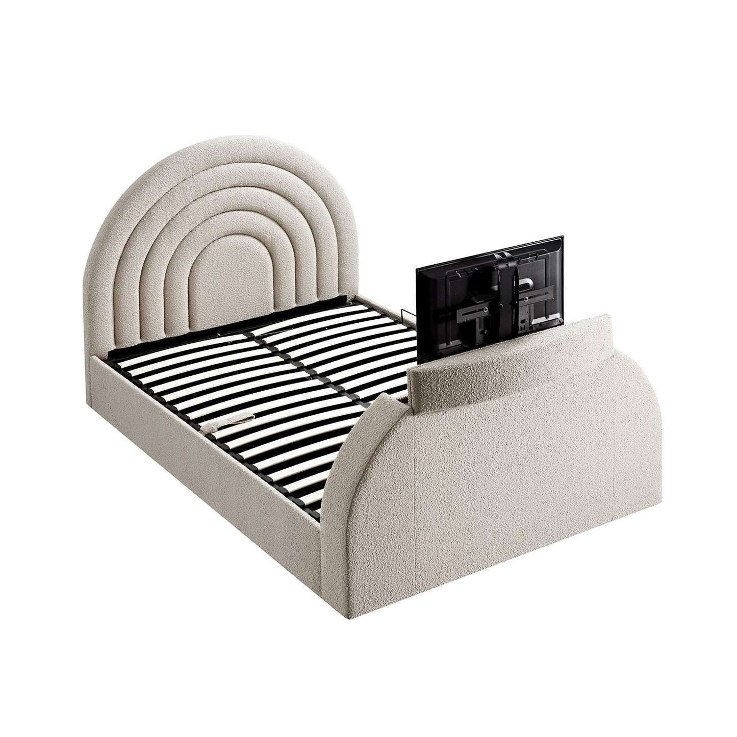 Archer Taupe Boucle TV Bed with Ottoman Storage