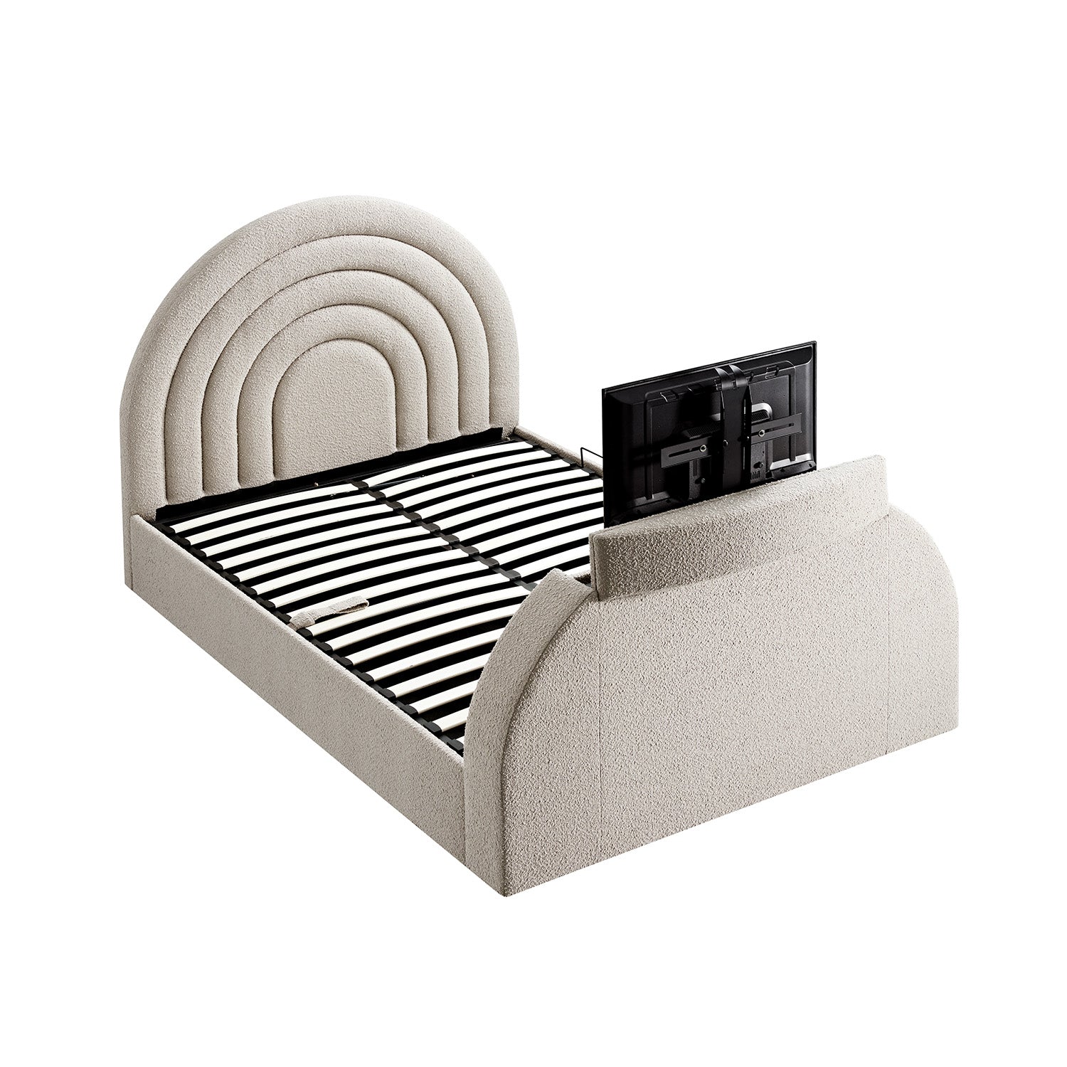 Archer Taupe Boucle TV Bed with Ottoman Storage