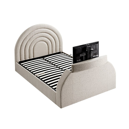 Archer Taupe Boucle TV Bed with Ottoman Storage