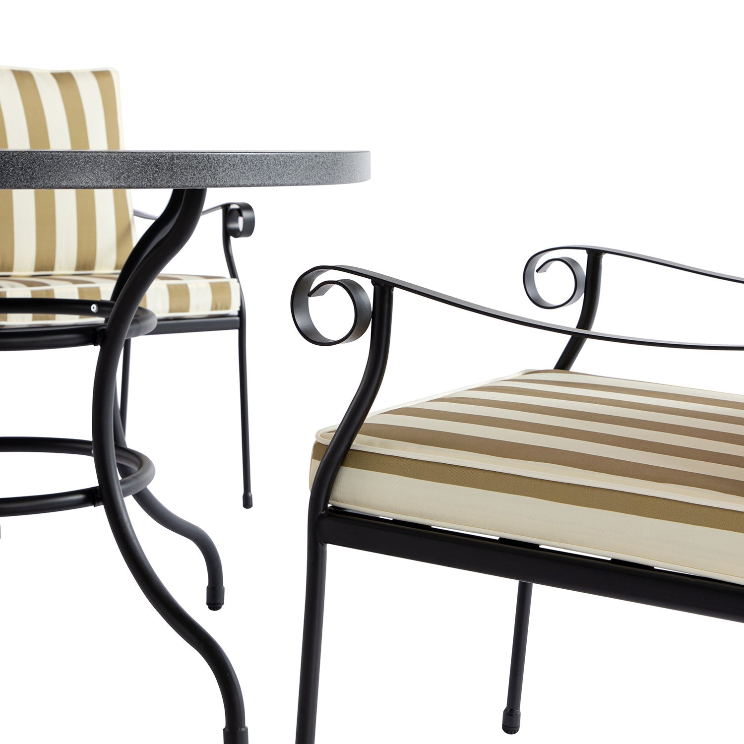 Haymes Indoor and Outdoor Metal 4-Seater Round Dining Set, Khaki Stripe