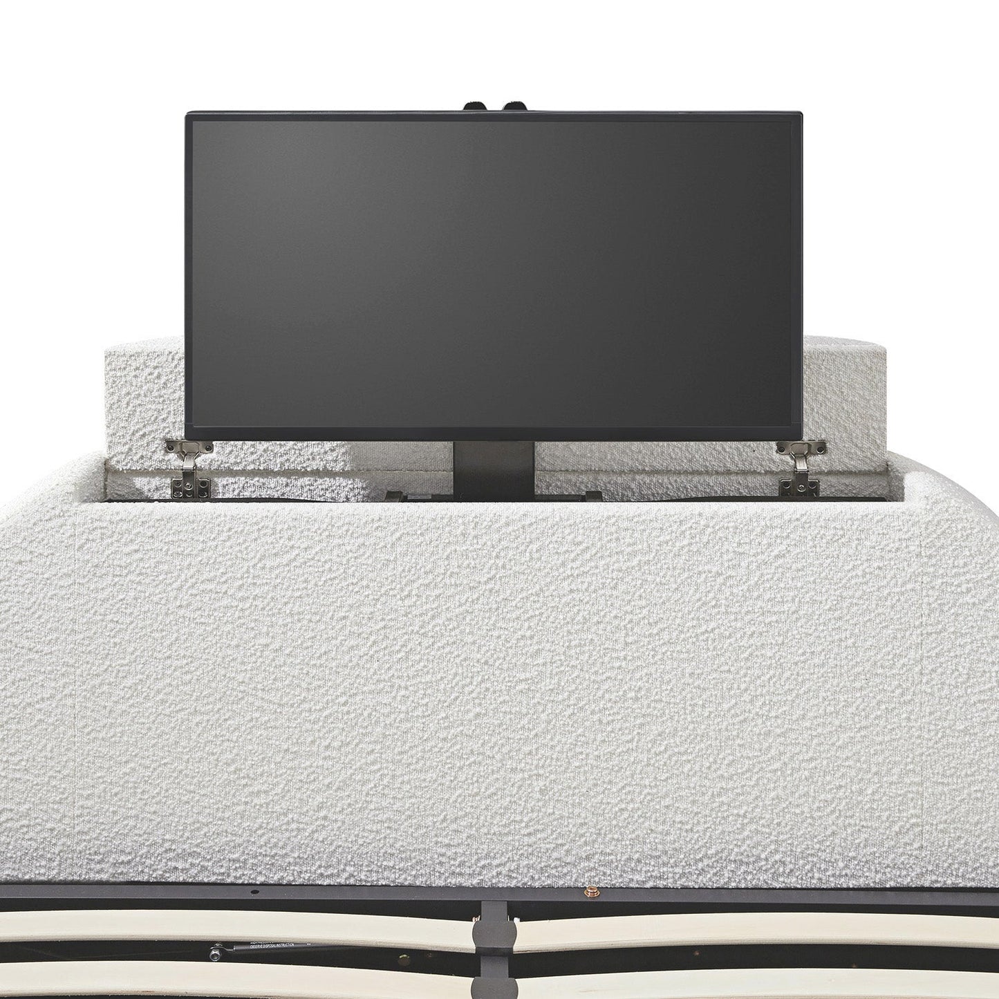 Archer White Boucle TV Bed with Ottoman Storage