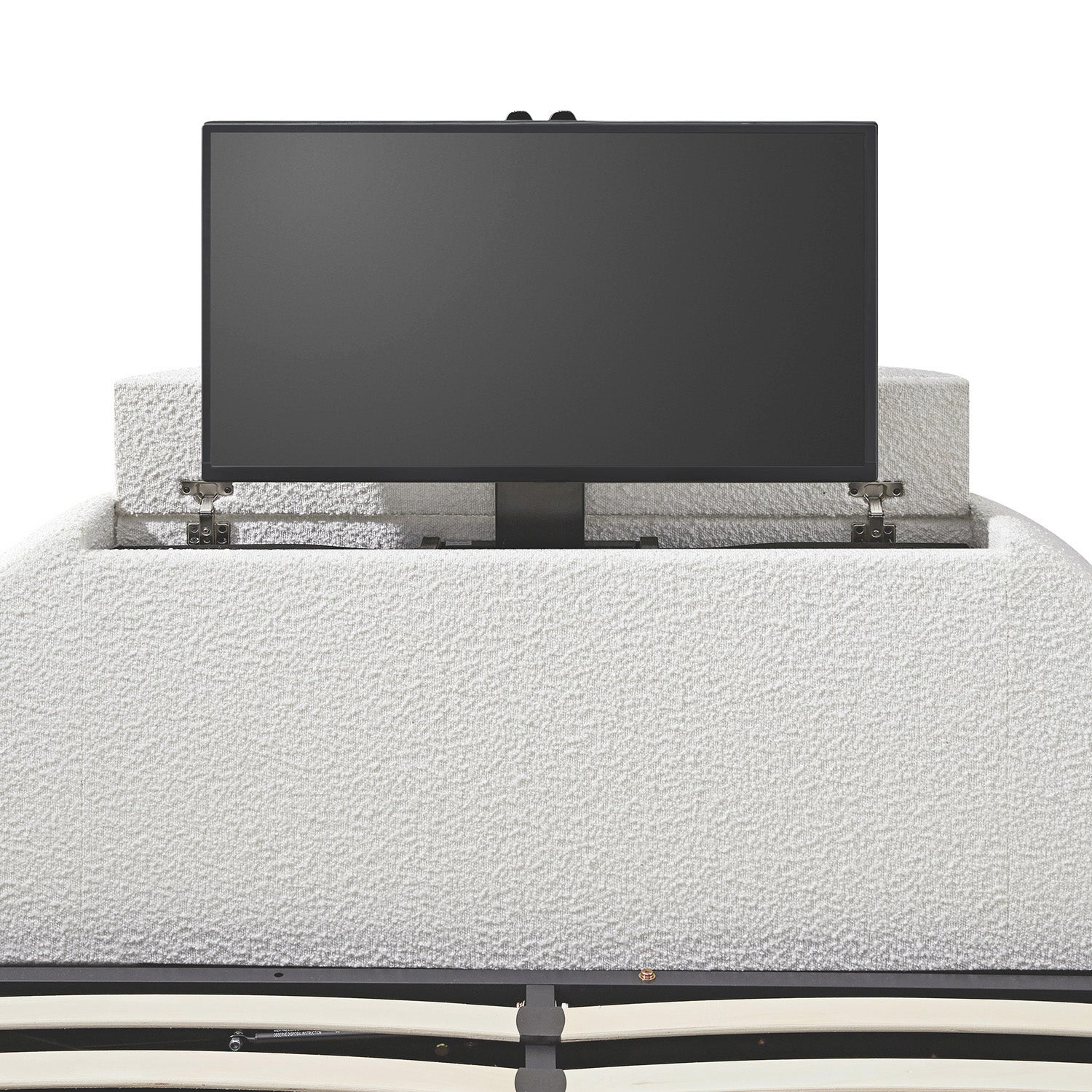 Archer White Boucle TV Bed with Ottoman Storage