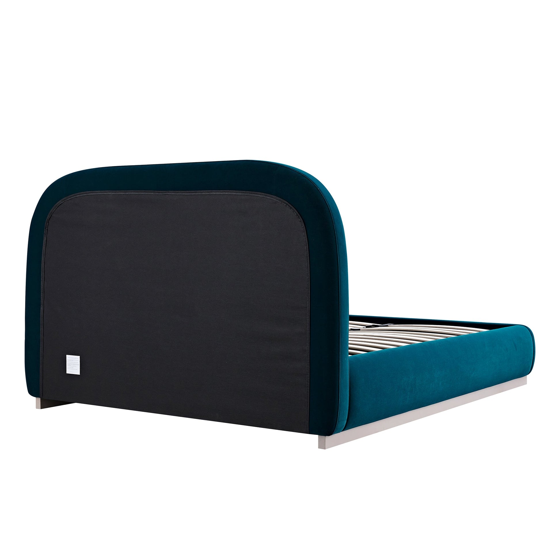Luella Upholstered Wooden Plinth Base Bed with Storage, Teal Velvet