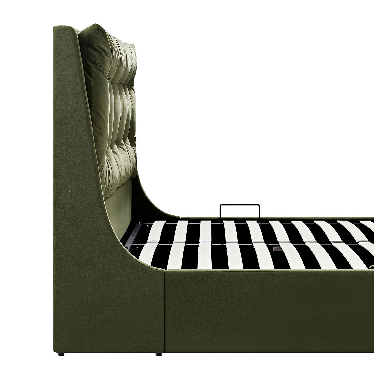 Hadley Moss Green Velvet TV Bed with Ottoman Storage