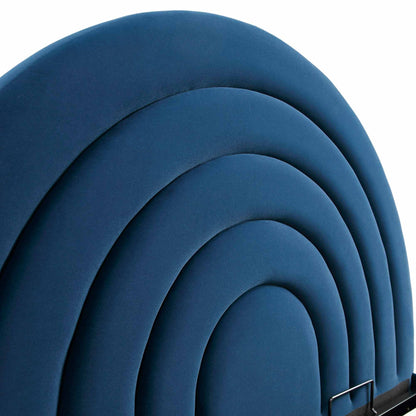 Archer Navy Blue Velvet Ottoman Bed with Storage