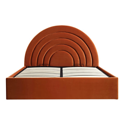Archer Rust Velvet Ottoman Bed with Storage
