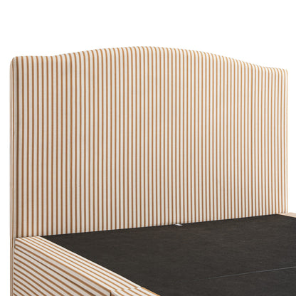 Chilworth Upholstered Ottoman Bed with Storage, Ochre Stripe Linen Blend