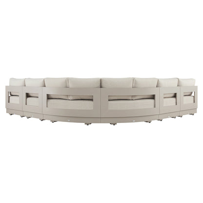 Jardin Aluminium Outdoor Modular 6-Piece Curved Corner Sofa Set, Pumice