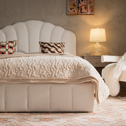 Hana Ottoman Bed with Storage, Ecru Boucle