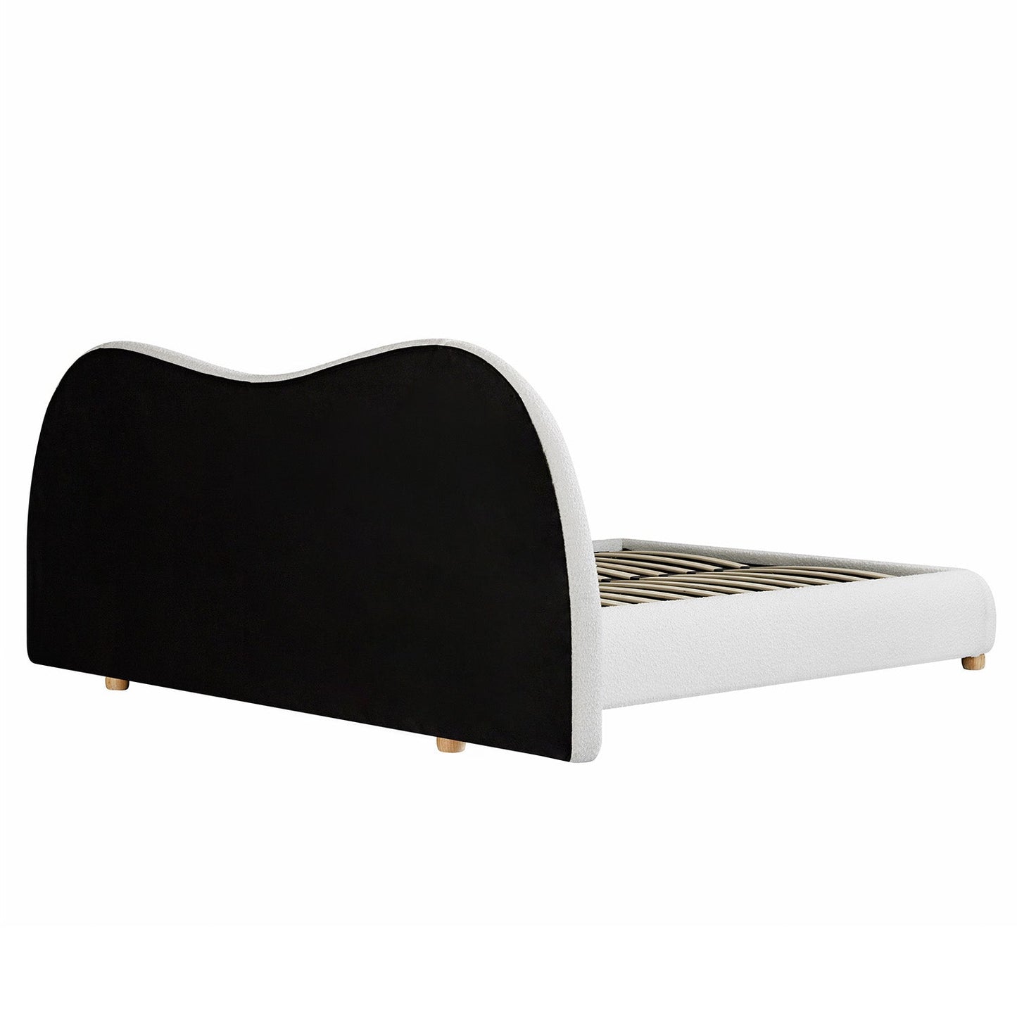 Egerie Extended Headboard Ottoman Bed with Storage, Beige Boucle