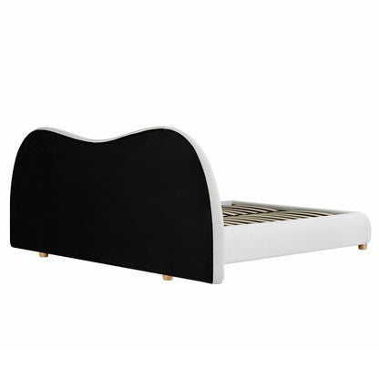 Egerie Extended Headboard Ottoman Bed with Storage, Beige Boucle