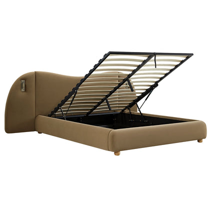 Egerie Extended Headboard Ottoman Bed with Storage, Hazel Velvet