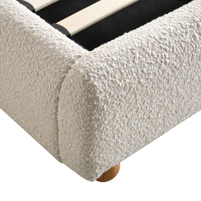 Egerie Curved Headboard Beige Boucle Ottoman Bed with Storage