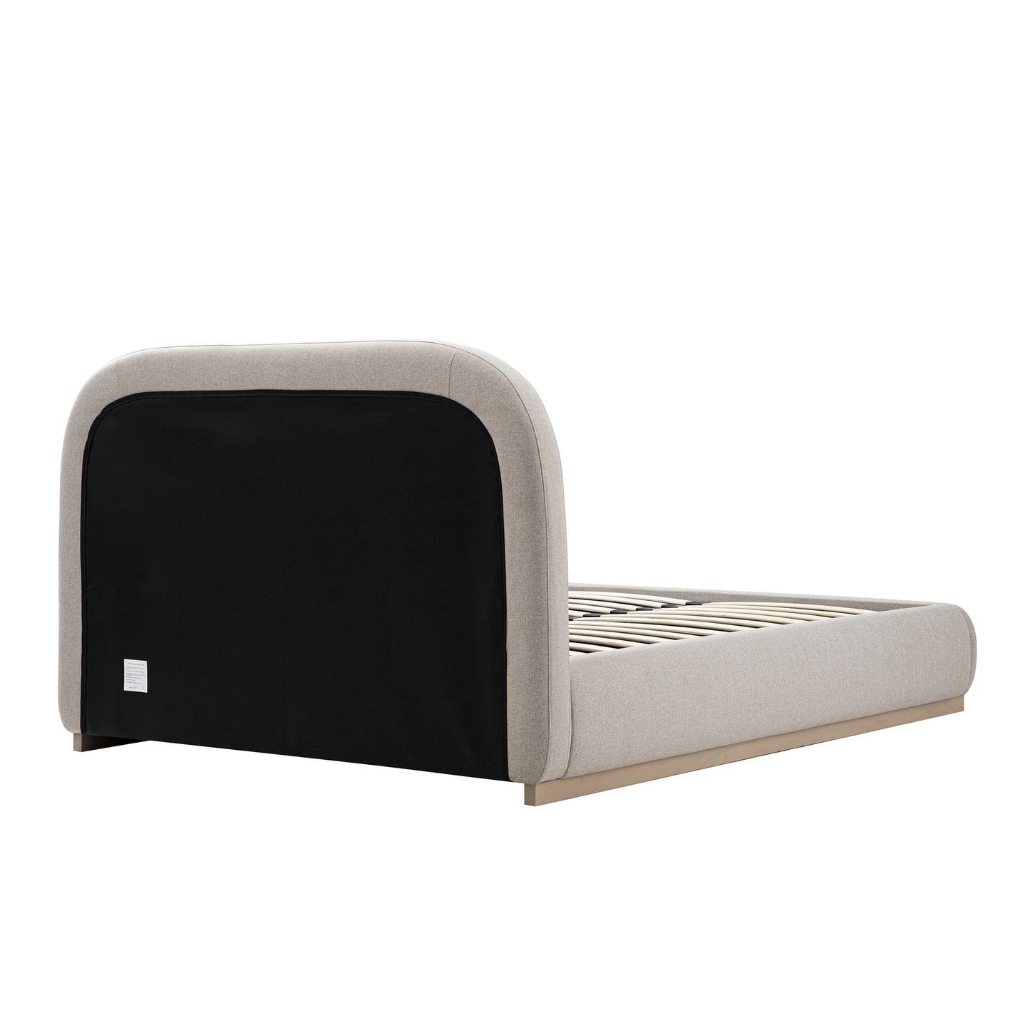 Luella Upholstered Wooden Plinth Base Bed with Storage, Sand Fabric