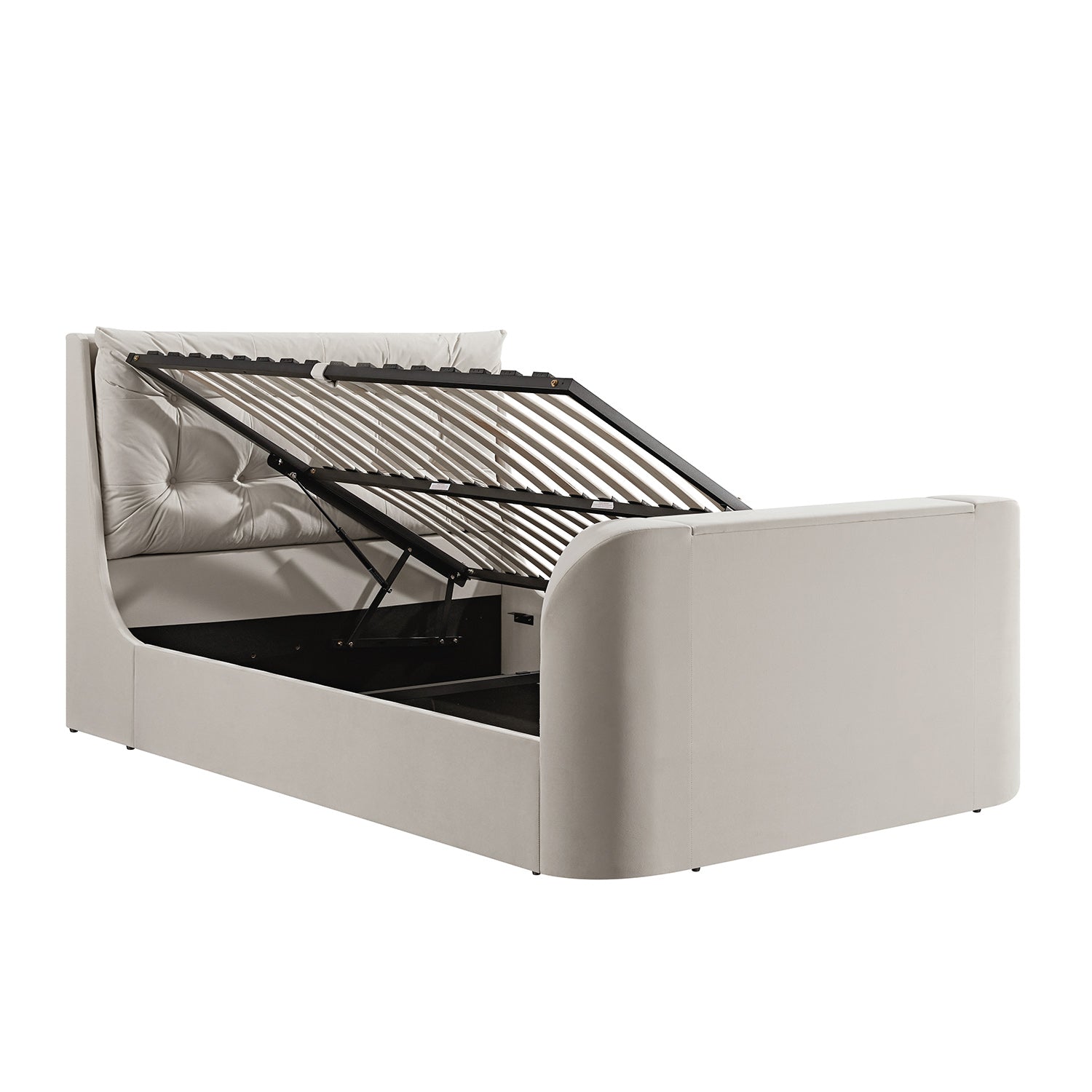 Hadley Champagne Velvet TV Bed with Ottoman Storage