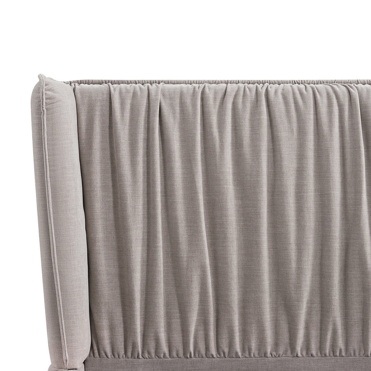 Astrid Ruched Wingback Bed, Oatmeal Chenille