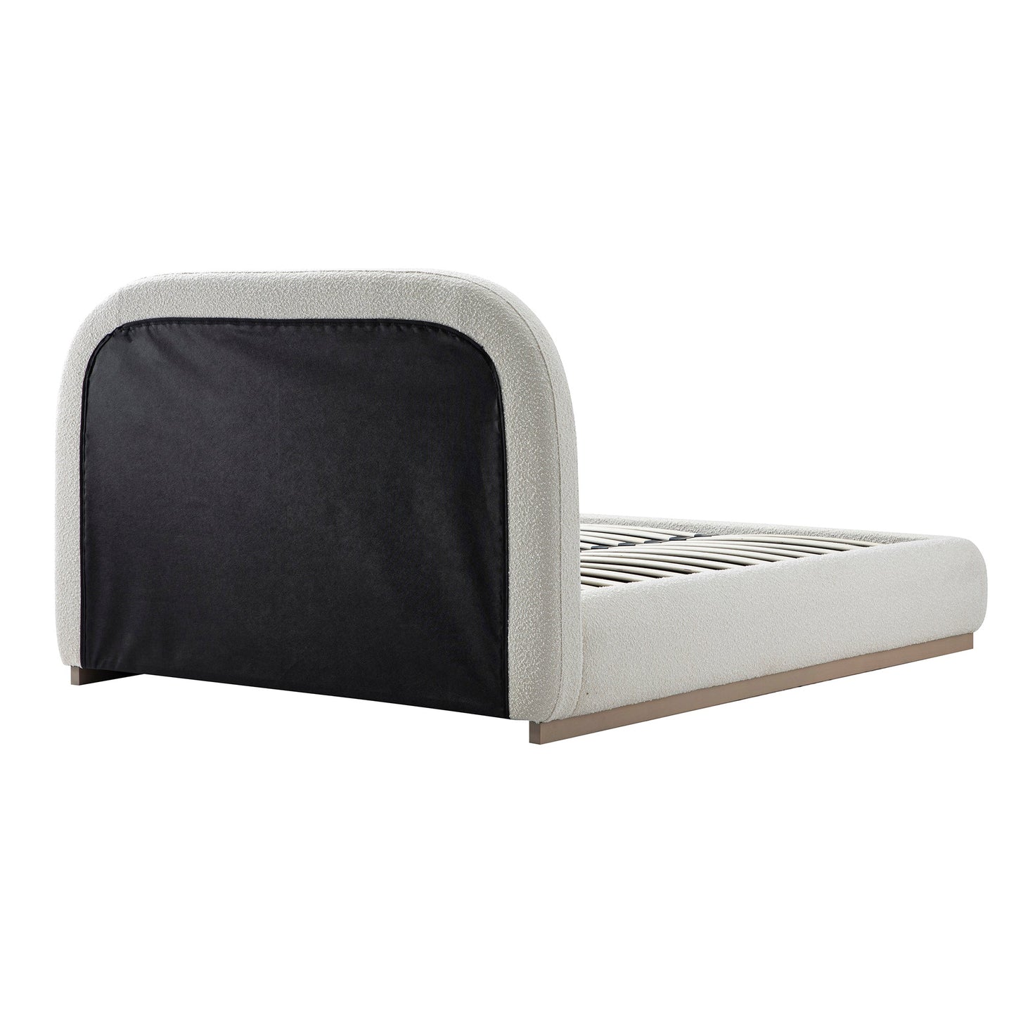 Luella Upholstered Wooden Plinth Base Bed with Storage, Ecru Boucle