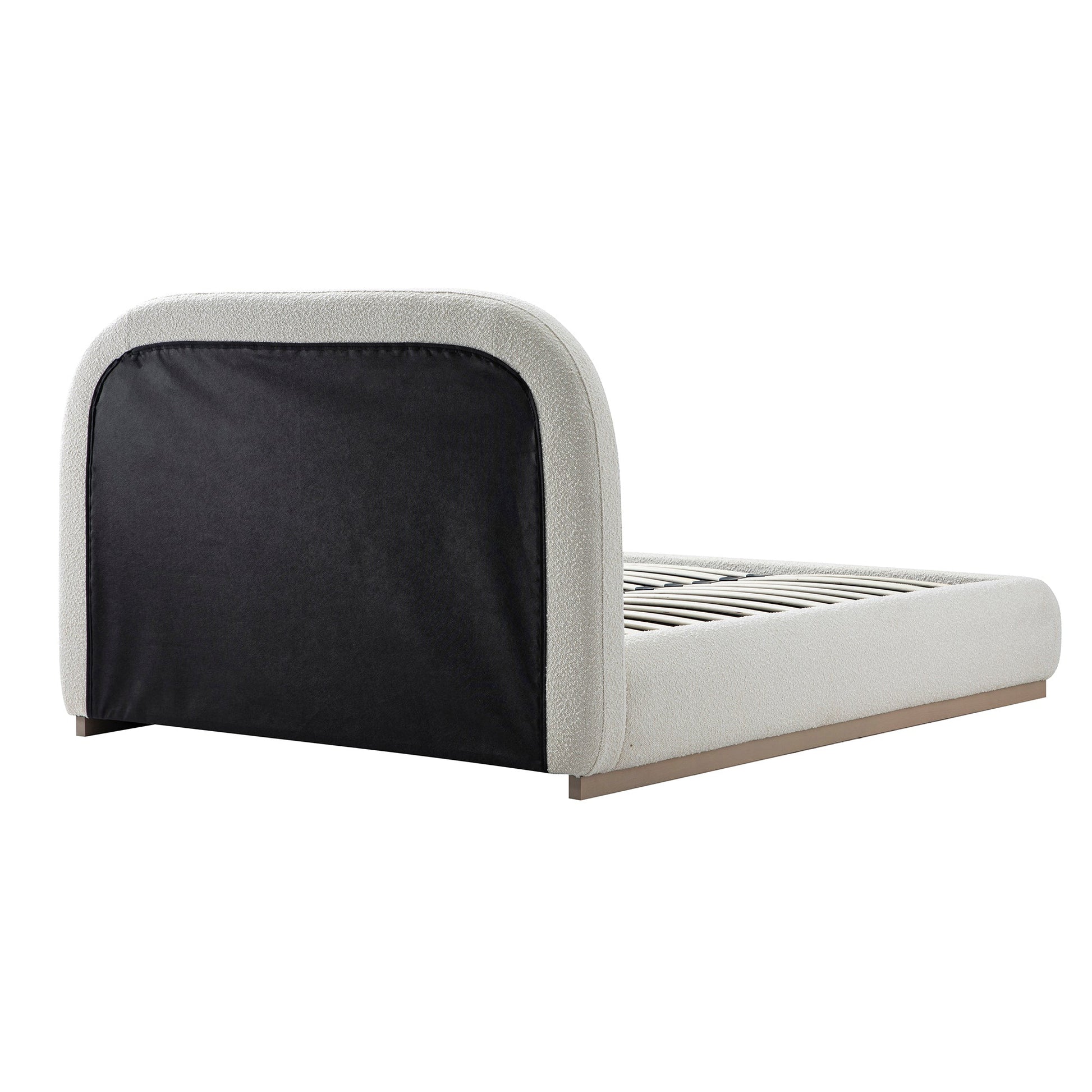 Luella Upholstered Wooden Plinth Base Bed with Storage, Ecru Boucle