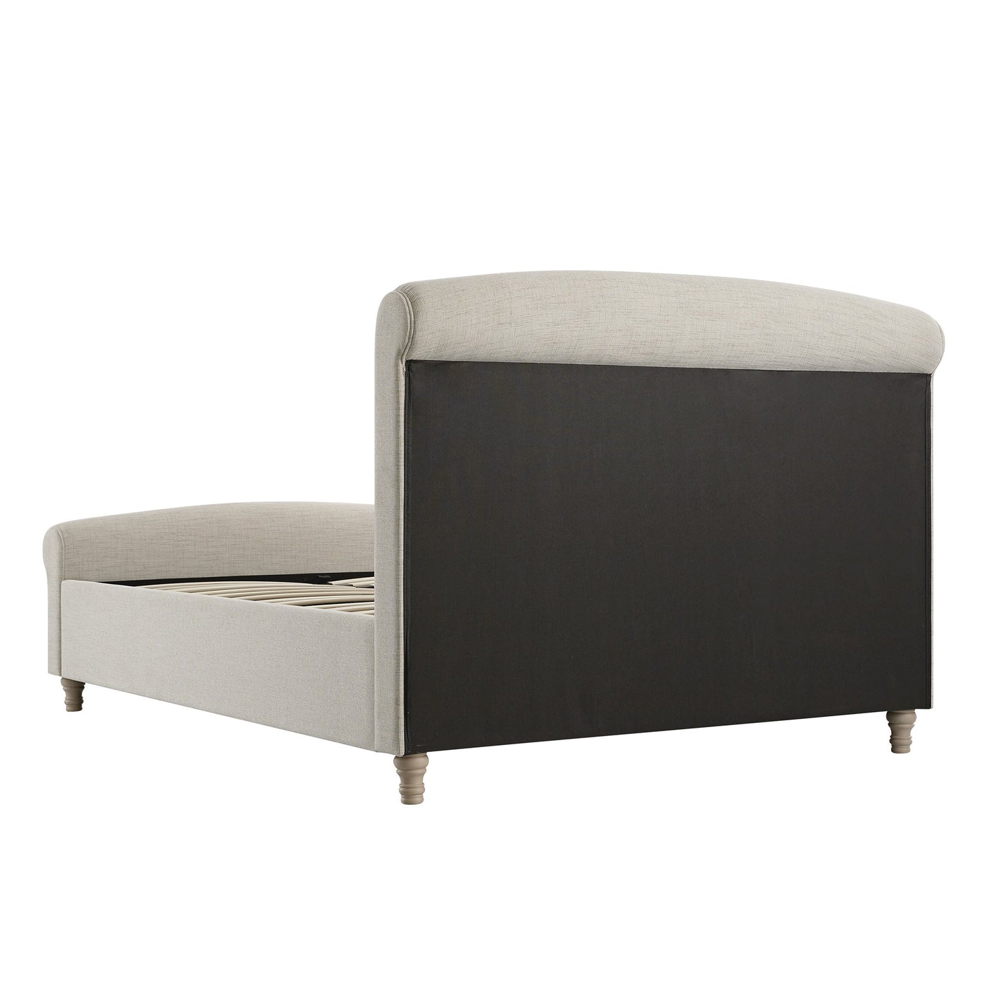 Porchester Ottoman Bed with Storage, Sleigh, Oatmeal Woven Textured Fabric