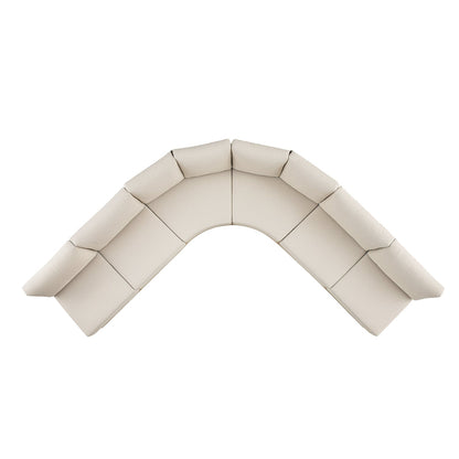 Jardin Aluminium Outdoor Modular 6-Piece Curved Corner Sofa Set, Natural
