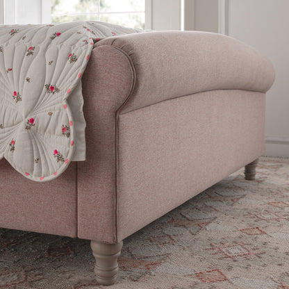 Porchester Ottoman Bed with Storage, Sleigh, Rosewater Pink Fabric
