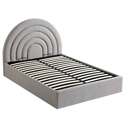 Archer Grey Boucle Ottoman Bed with Storage