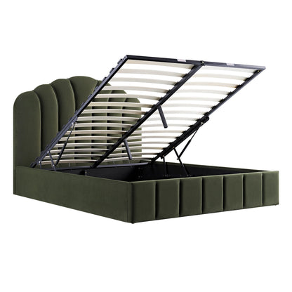 Hana Ottoman Bed with Storage, Moss Green Velvet