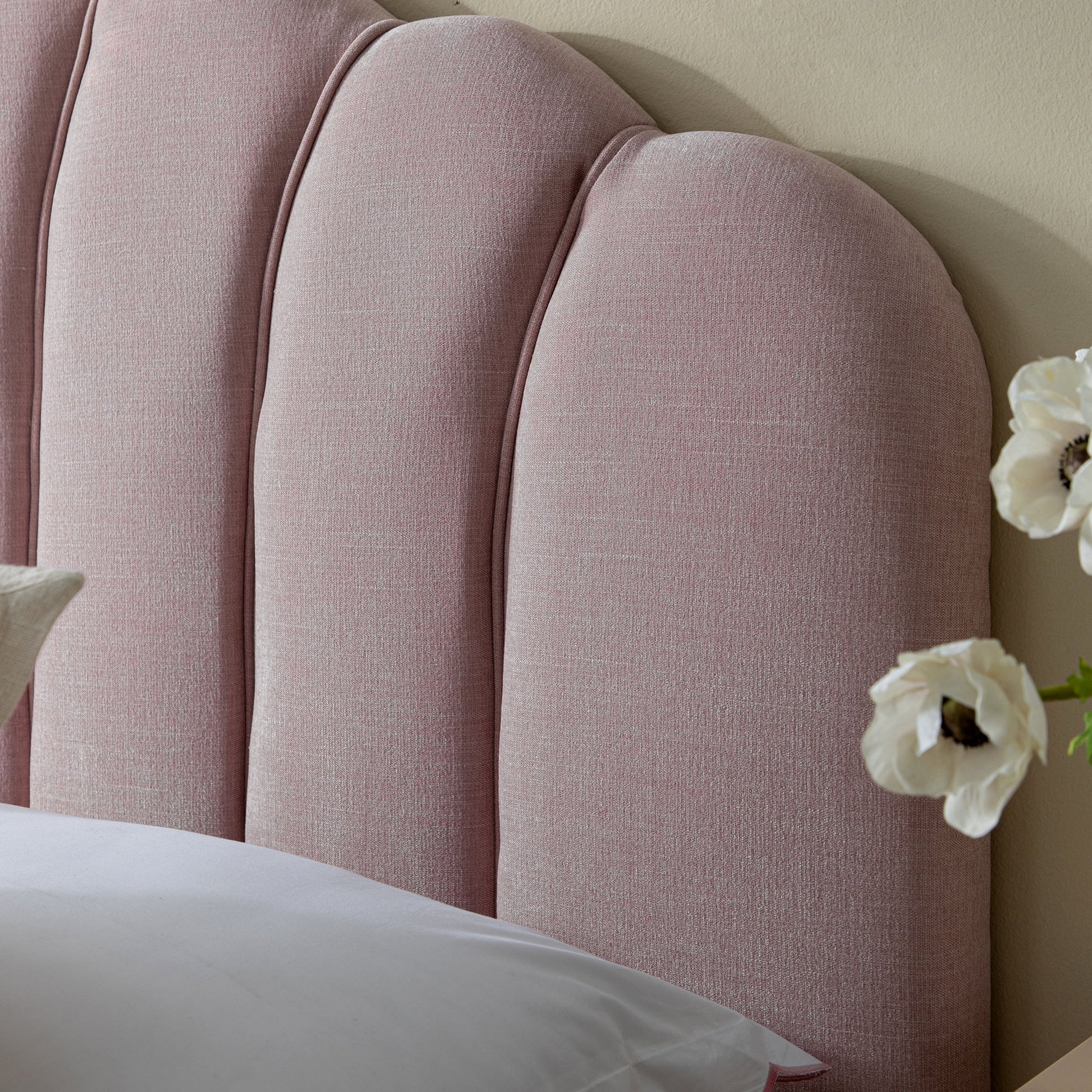 Hana Ottoman Bed with Storage, Petal Pink Chenille